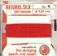 2 Meters of #4 Red Griffin Silk Cord with Fixed Needle